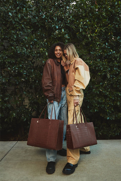 The Large Work Tote in Maple Croc
